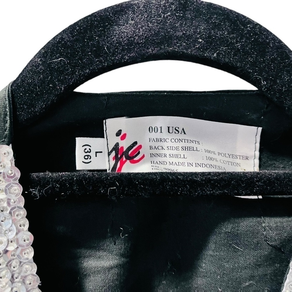 JC USA Vintage 80's Sequin Musical Notes Silver Black Vest Color Block Bling - Picture 2 of 6